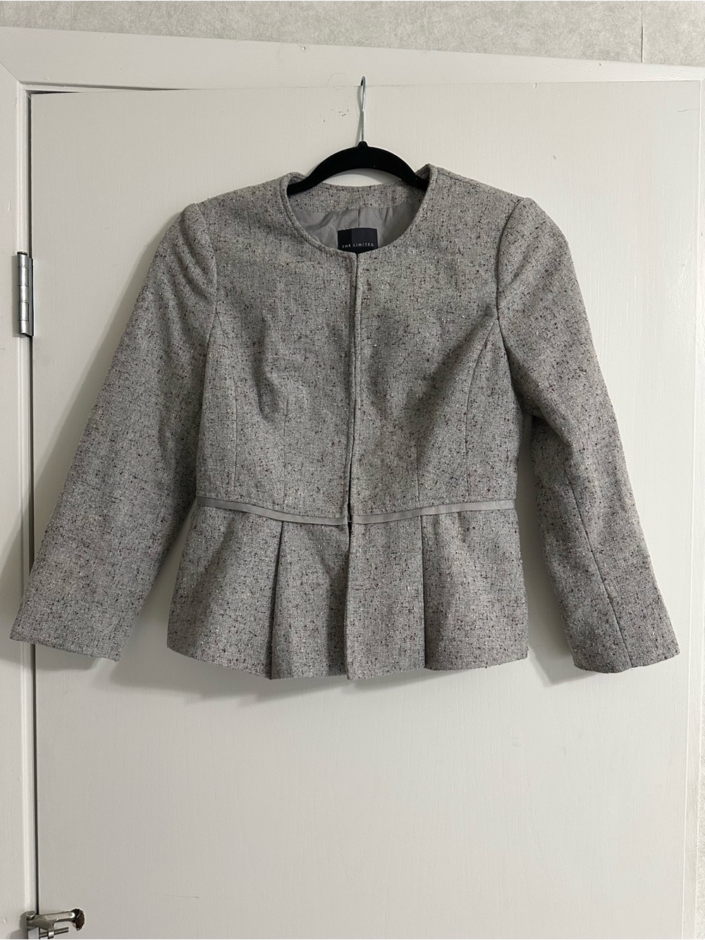 The Limited Gray Tweed Peplum Blazer